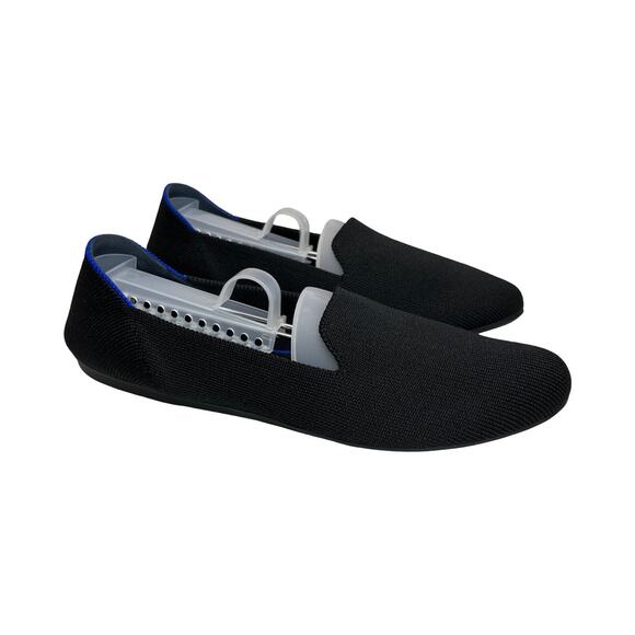 Rothy’s The Loafer Women’s 9 Black Knit Flats Blue Trim Sustainable Shoes - Picture 1 of 9